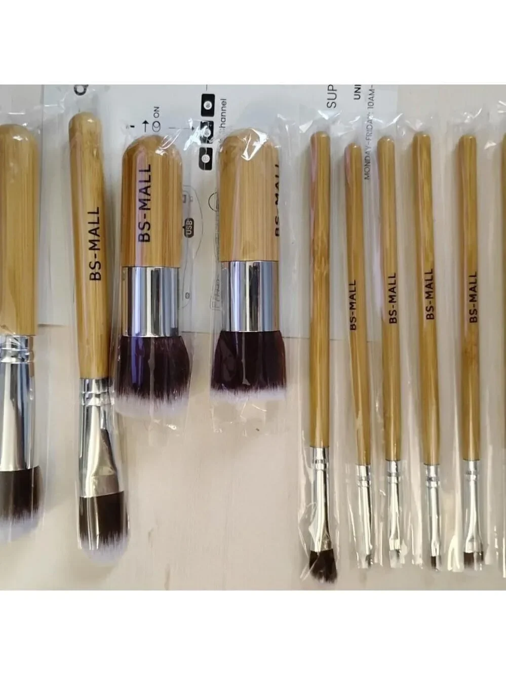 Small Makeup Brush Set 11Pcs Bamboo Synthetic Kabuki Brush Set